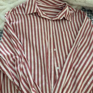 Red & White Striped Button-Up Shirt